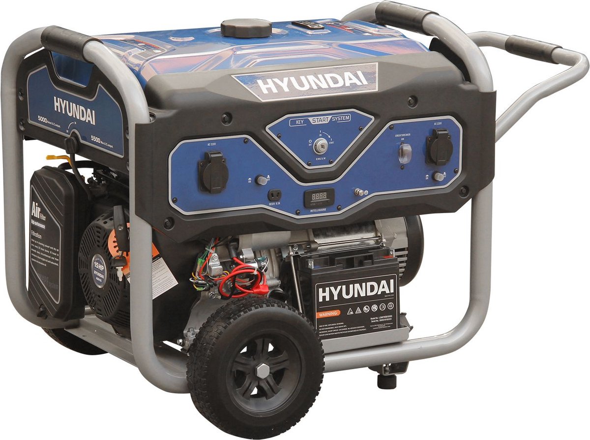 HYUNDAI generator benzine 5500W – Verrijdbare aggregaat – Stroomgenerator met elektrische start - Hyundai