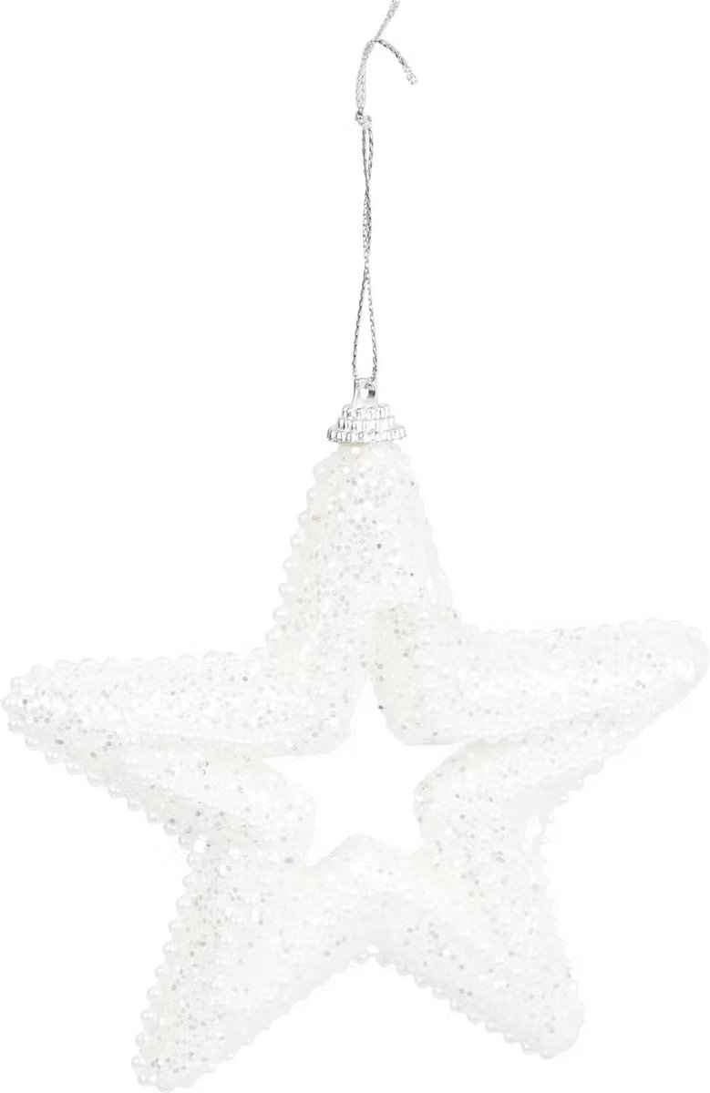 Kersthanger Witte Glitter Kerstster - kerstboom - xmas - Christmas