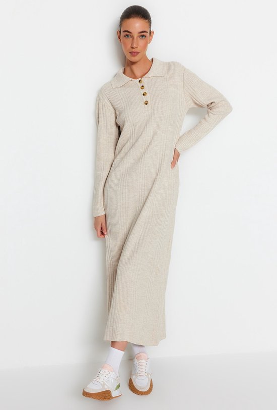 Comfortabele Sweaterjurk - Vrouw - Zacht Acryl en Katoen - Ideaal Voor de Koude Maanden