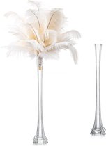 Hoge vaas glas kleine tafeldecoratie set van 2 50 cm hoog handgemaakt: vazen ​​bruiloft decoratie modern lang dunne bloemenvaas vintage glazen vazen ​​vazen ​​set tafelvaas voor woonkamer pampasgras