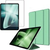 Geschikt voor OnePlus Pad Hoesje + Screenprotector – Gehard Glas Cover + Shock Proof Case – Sage Groen