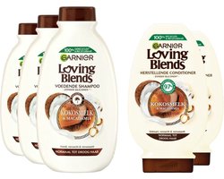 Garnier Loving Blends Kokosmelk en Macadamia - Shampoo - 3x 300 ml & Conditioner 2x 250 ml - Pakket