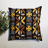 Cushion cover | Decorative Pillowcase | 40x40cm | Bohemian Style Geometric 'Mudcloth' Bogolan Inspired Print Home Decor Throw Pillow Cotton Ethnic Cushion Cover