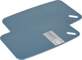 Excellent Houseware Snijplank - 2x - blauw - Kunststof - 24 x 15 cm - voor keuken/voedsel
