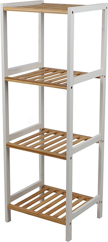 Urban Living Douche de rangement pour douche/salle de bain - bambou - 4 couches - 35 x 30 x 100 cm