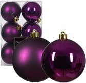 Boules de Noël Decoris - 12x - 6 cm - plastique - violet