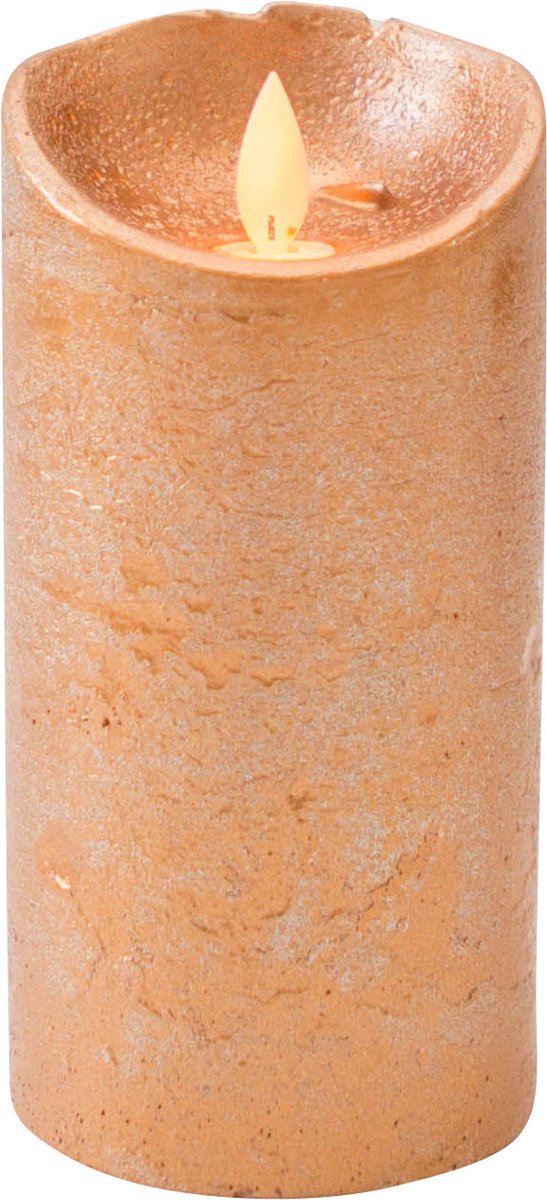 Anna's Collection Led kaars/stompkaars - koper - H15 x D7,5 cm - wax - bewegende vlam