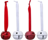 Feeric lights and christmas kerstbelletjes hangers - 4x- metaal- D4 cm
