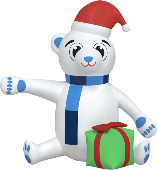 Opblaasbare kerst teddybeer LED 240 cm bol