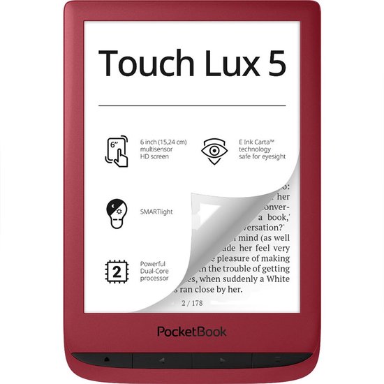Pocketbook Touch Lux 5 e-book reader Touchscreen 8 GB Wi-Fi Rood