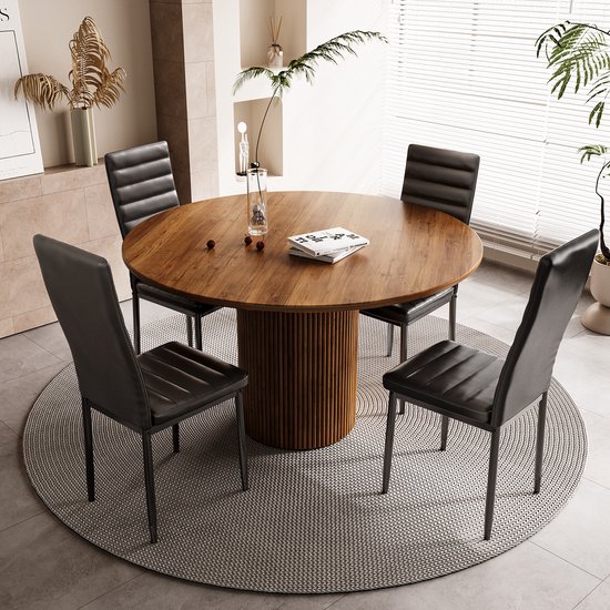 Foto: Bealife tb40c stoelen set voor 4 moderne eetkamer stoelen set met pu leer keuken stoelen voor kleine ruimten huis meubilair 4 persoons eetkamer stoelen set voor ontbijt hoek restaurant bar woonkamer 41x39x96cm zwart