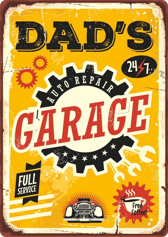 Bord Blik Dad's Garage (v)