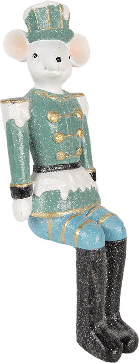Clayre & Eef Beeld Muis 19 cm Blauw Polyresin