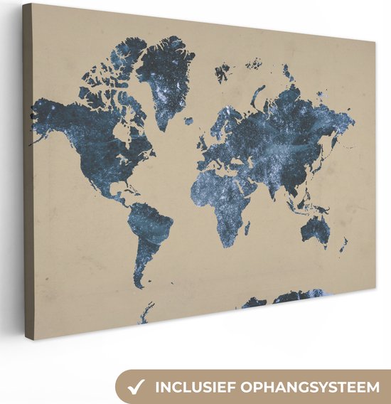 Gouden Wereldkaart met Zwarte Achtergrond – schitterende posterprint