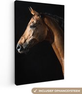 Canvas kinderen - Decoratie kinderkamers - Paarden - Dier - Zwart - Canvasdoek - Wanddecoratie meisjes - Jongens - 80x120 cm