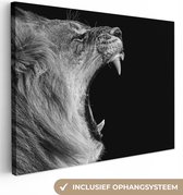Peinture sur Toile - Animaux - Lion et Lionne - Nature - Zwart - Wit - Lion - Peintures sur Toile - Décoration de Chambre - 40x30 cm - Canvasdoek sur Toile - Décoration murale