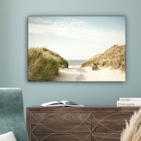 Toile Peinture Plage - Dune - Ciel - 150x100 cm - Décoration murale