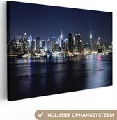 Canvas Schilderij New York - Licht - Skyline - 30x20 cm - Wanddecoratie