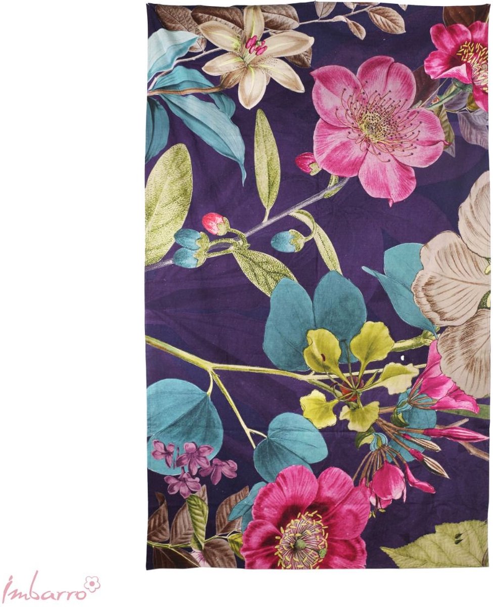 Imbarro home & fashion tafelkleed paars met bloemen print katoen 150 x 240 cm