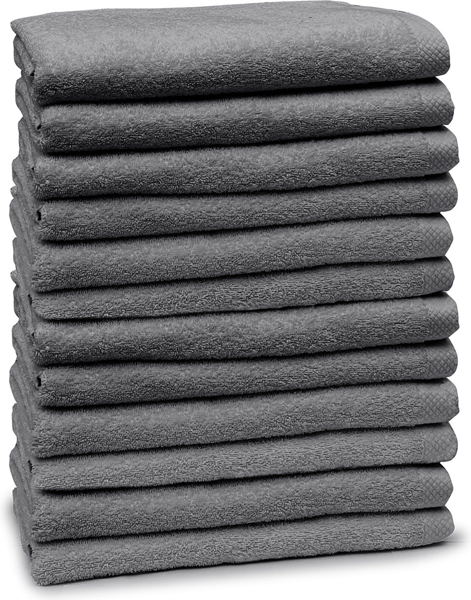 Eleganzzz Handdoeken Set - Set van 12 - Badhanddoeken 70x140cm - Badlakens - Handdoek - 420 gr/m2 - 100% Katoen - dark grey