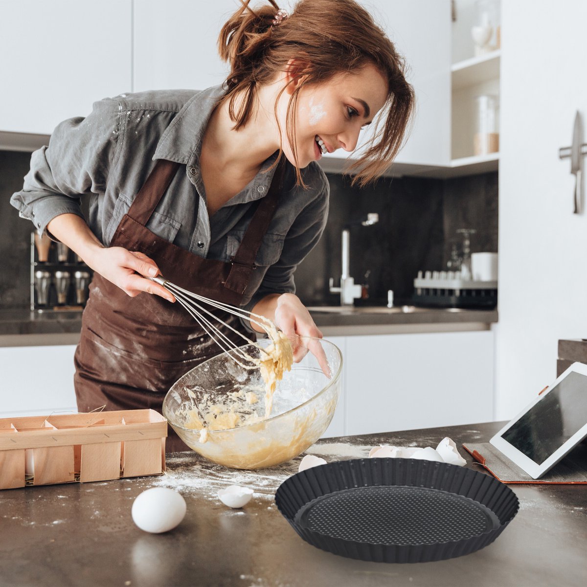 bakvorm set 5-delig - springvorm met bodem - cakevorm - quichevorm - kwastje – foto 8