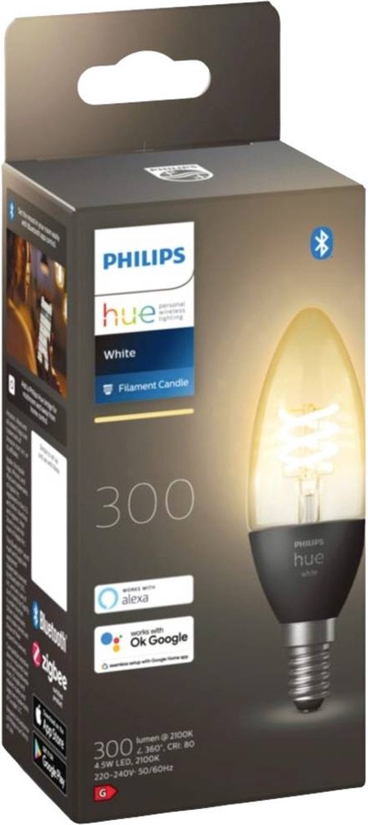 Lampe à bougie Philips Hue Filament Light Source E14 - White - 1-pack -  Bluetooth