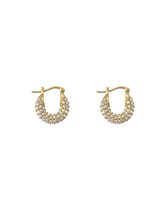 Jobo by Jet - Gouden oorbellen met witte diamantjes - Dames oorbellen - Perfecte kwaliteit
