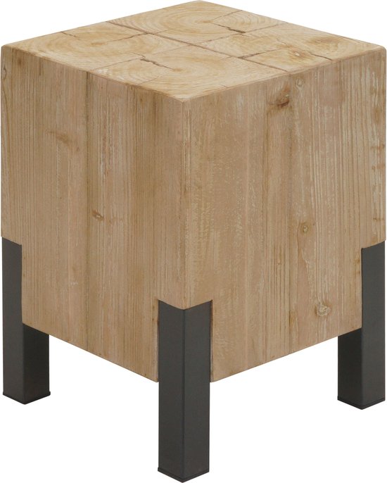 Kruk MCW-L76, kruk houten kruk, industrieel metaal massief hout MVG-gecertificeerd, naturel