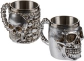 Out of the Blue Silver Plated Mug Goblet Skull (set van 2)