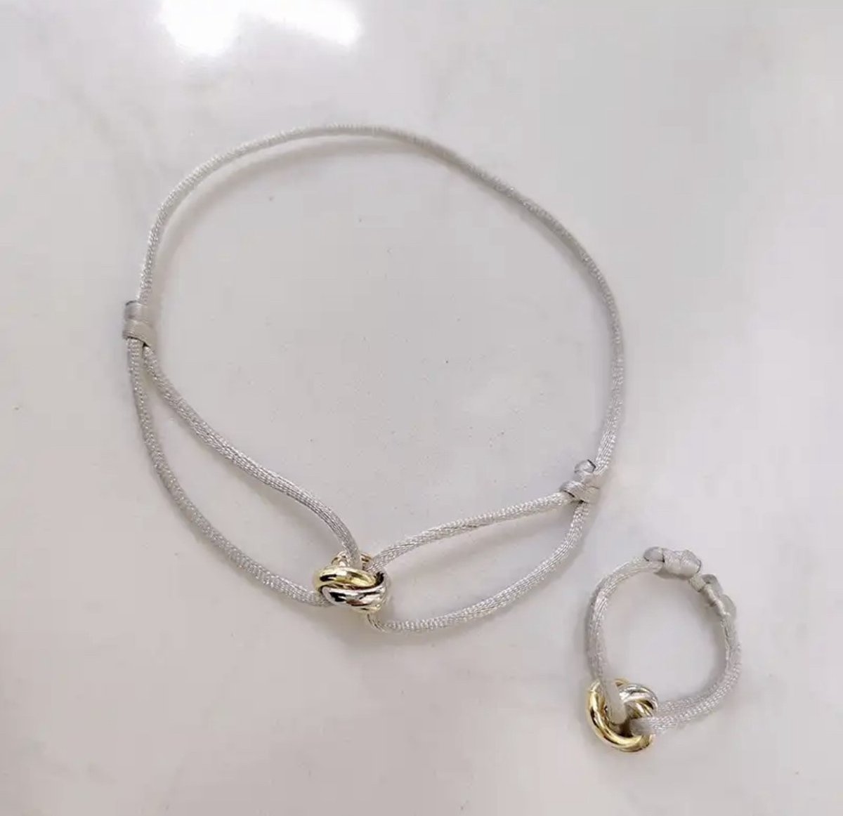 Soraro Tricolor Armband&Ring Set | Grijs | Goldplated | Soraro Ringen | Cadeau voor haar | verjaardag vrouw