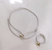 Soraro Tricolor Armband&Ring Set | Grijs | 18K Goldplated | Soraro Ringen | Cadeau voor haar | verjaardag vrouw | Vaderdag | Vaderdag Cadeau