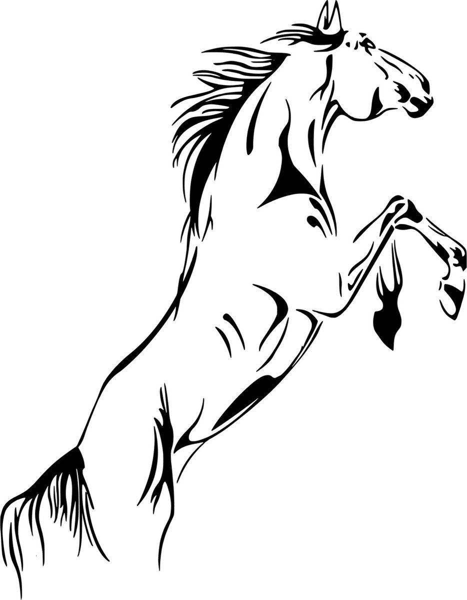 Muur - raam sticker springende paard - aanhanger - wallart - dier
