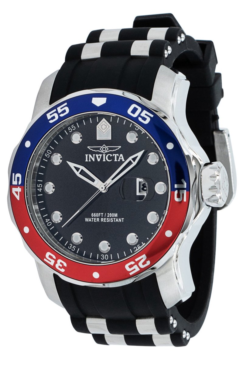 Invicta Pro Diver 39103 Heren Horloge - Waterdicht - Analoog - Quartz Uurwerk - Roestvrij Staal met zwarte Wijzerplaat - 48mm