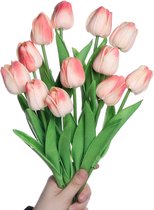 12 stuks kunstmatige tulpen real touch latex nep tulpen bloemen boeketten arrangement voor bruidsboeket feest middelpunt decor, champagne