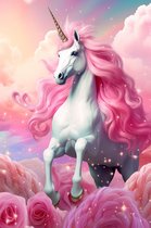 Roze Eenhoorn | Pink Unicorn Poster | Eenhoorn Poster | Kinderposter | Poster | Wanddecoratie | Muurposter | 51x71cm | Geschikt om in te lijsten