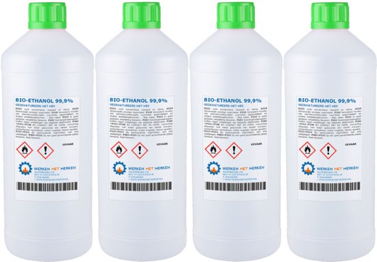 Bio-Ethanol 99% - Doos, 4 x 1 liter - Bio brandstof