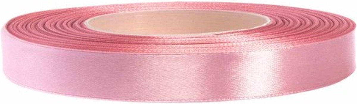 Hobbygroep satijnlint luxe cadeau lint 12 mm 25 m oud roze.