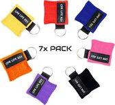 7x Pack Hospitrix Kiss of Life Keychain Différentes Couleurs - 5cm - Masque RCP avec Masque Respiratoire Jetable