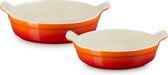 Le Creuset Ovenschaal Rond Set van 2 in Aardewerk Oranjerood