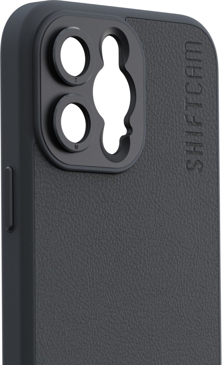 ShiftCam iPhone 14 Pro Max case - hardcase telefoonhoesje voor LensUltra lenzen - vegan leer - krasvrij - waterbestendig - stootvast - geschikt voor iPhone 14 Pro Max - antraciet