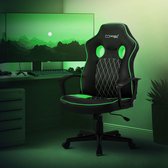 Bol.com Gaming stoel met schommelfunctie brede zitting zwart/groen imitatieleer ML-Design aanbieding
