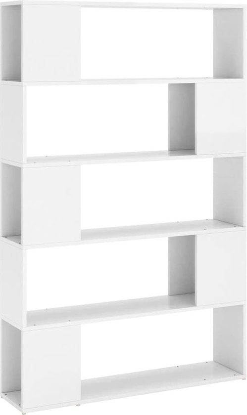 vidaXL-Boekenkast/kamerscherm-bewerkt-hout-hoogglans-wit