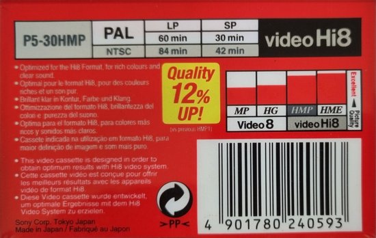 Sony P5-90 HMP Hi8-Videokassette – 90 Minuten Aufnahmezeit