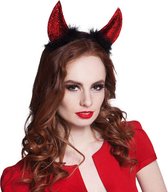 Halloween Diadeem Model - Duivel / Satan diadeem hoorns met glitters