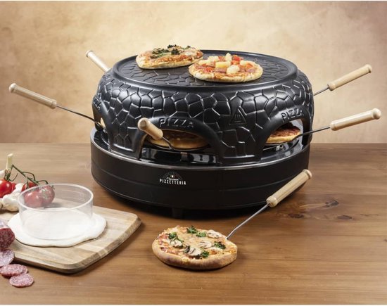 Bestron pizzaoven voor 6 personen, pizzamaker voor kleine pizza's (Ø 10 cm), met keramische koepel, ca. 12-15 minuten baktijd, 860 Watt, kleur: zwart — afbeelding 5