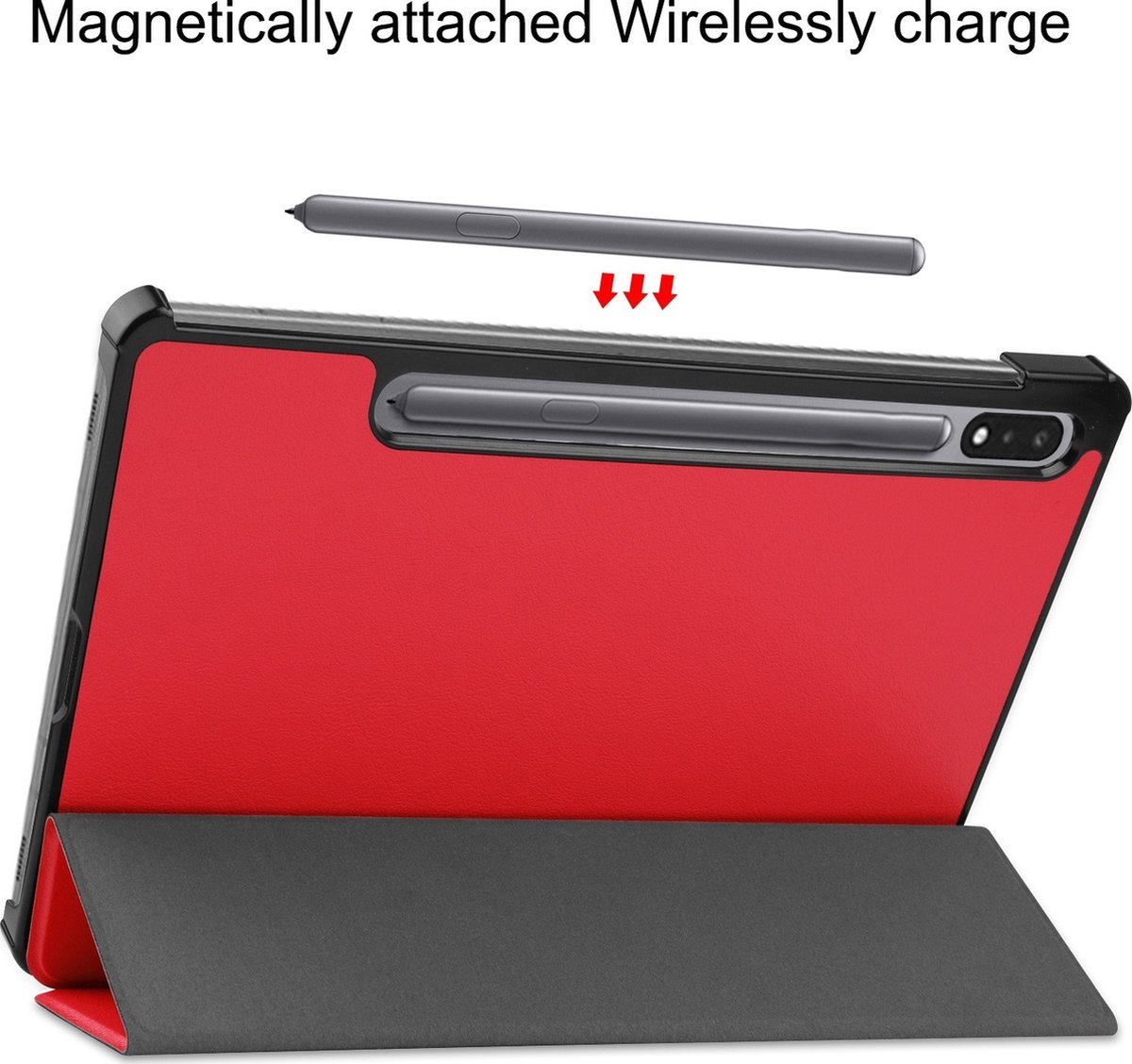 Mobigear Tablethoes geschikt voor Samsung Galaxy Tab S9 Hoes | Mobigear Tri-Fold Bookcase - Rood