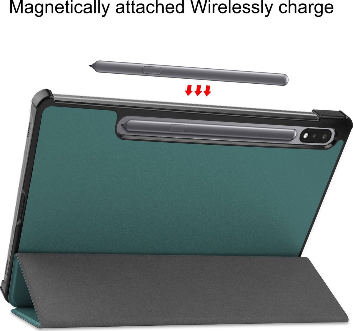 Mobigear Tablethoes geschikt voor Samsung Galaxy Tab S9 Hoes | Mobigear Tri-Fold Bookcase - Groen