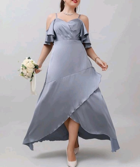 Elegant sexy jurk grijs plus size feestjurk galajurk verjaardag speciale gelegenheids jurk maat 5XL eu 52/54