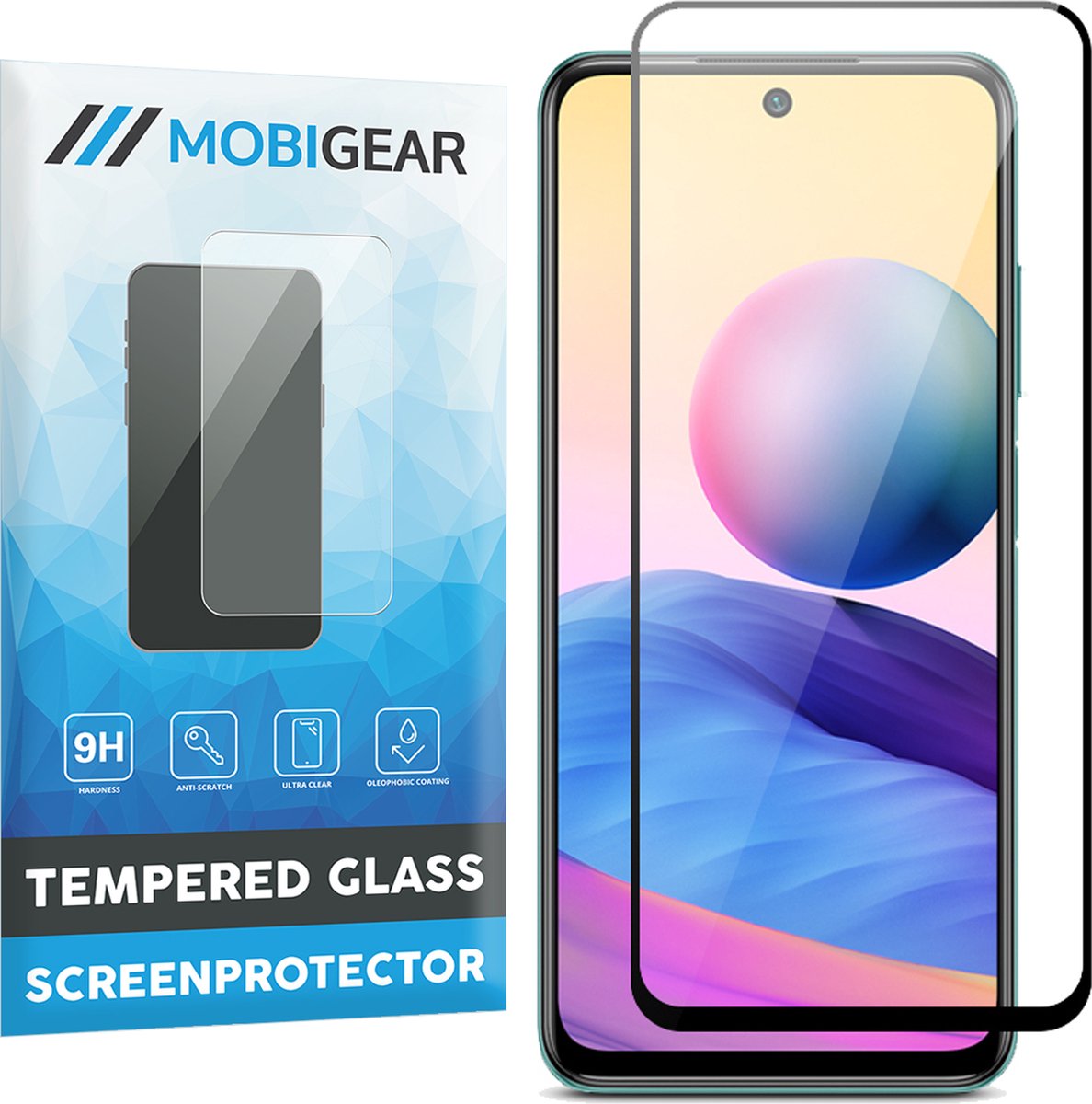 Mobigear Screenprotector geschikt voor Xiaomi Redmi 10 5G Glazen | Mobigear Premium Screenprotector - Case Friendly - Zwart