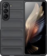Mobigear Hoesje geschikt voor Samsung Galaxy Z Fold 5 Telefoonhoesje Flexibel TPU | Mobigear Bumpy Backcover | Galaxy Z Fold 5 Case | Back Cover - Zwart